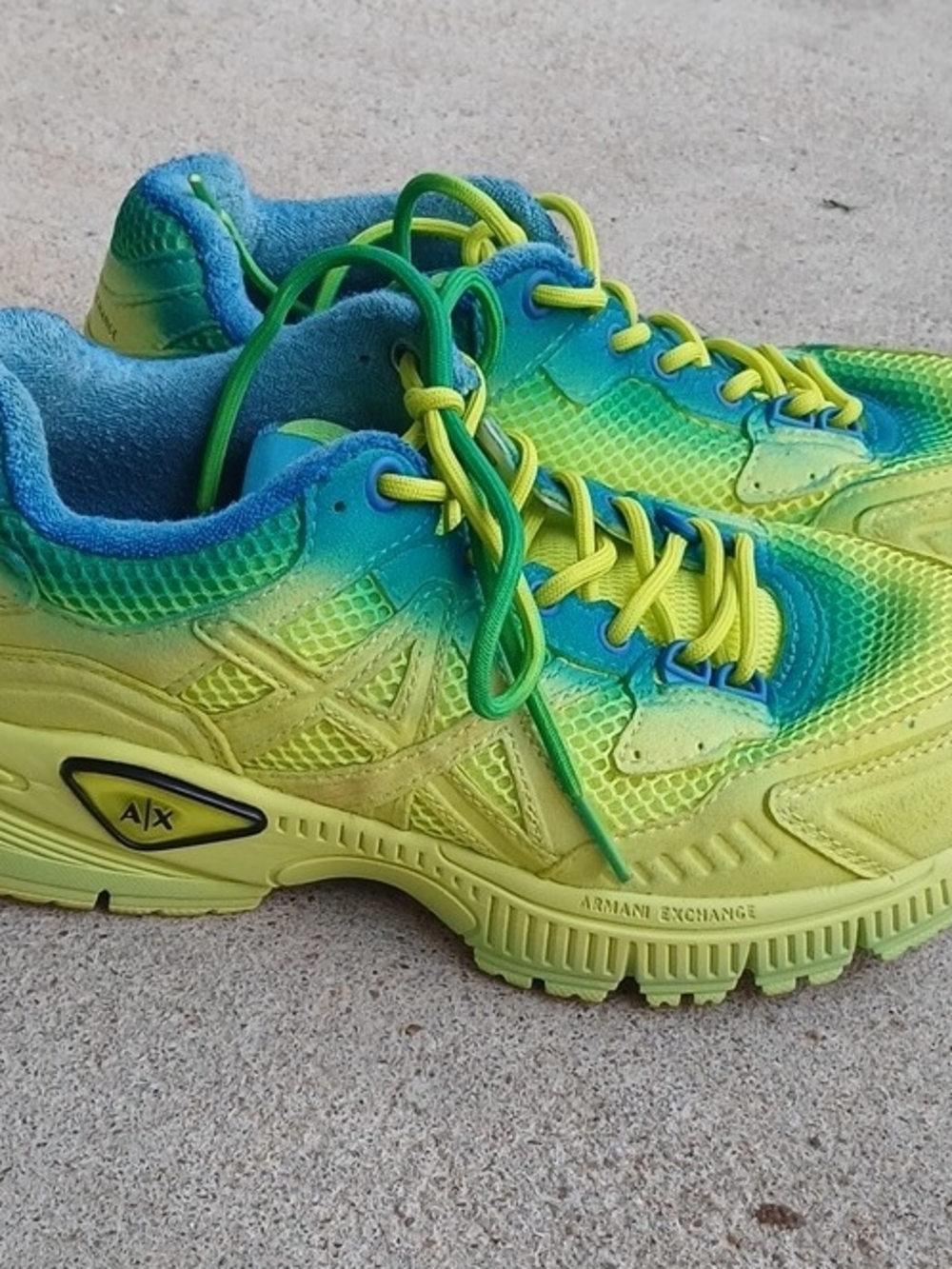 Armani Exchange Men's Size US 8 Lime Green and Teal Gradient Sneakers